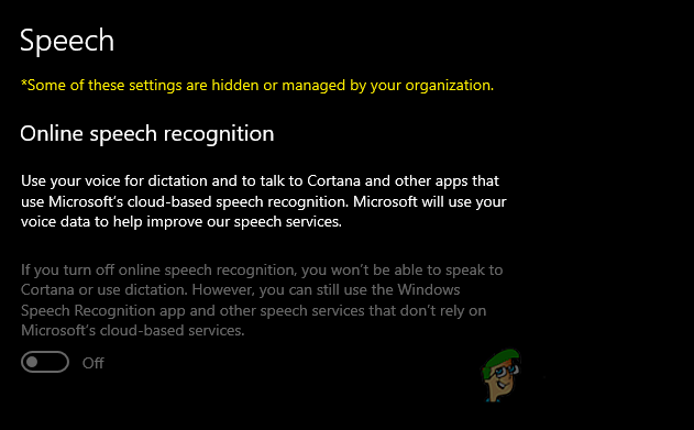 disable speech recognition windows 10