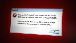 DLLRegisterserver failed with Error 0x80070715