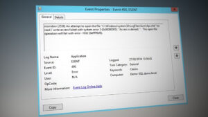 ESENT 490 Error on Windows 10
