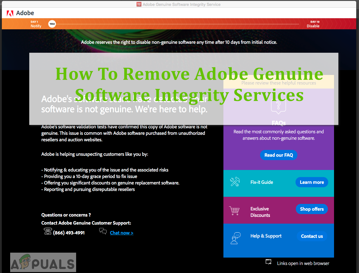 remove adobe genuine software verification failure for mac