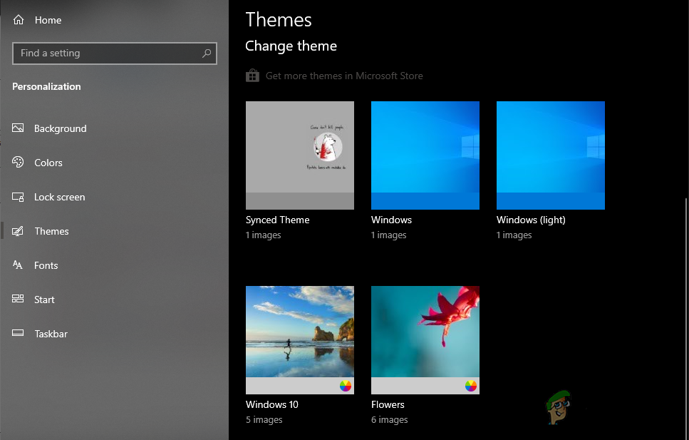 windows 10 themes not working