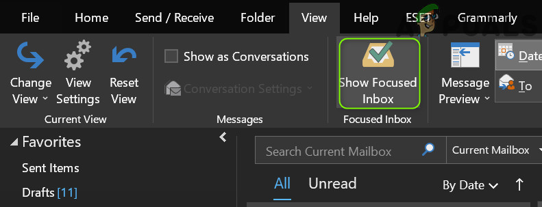 focused inbox change outlook macbook