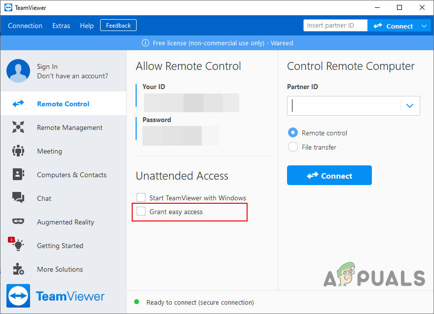 teamviewer unattended access without password