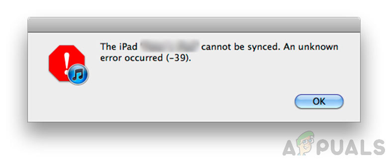 IPhone Or IPad Cannot Be Synced Due To An Unknown Error -39 - Appuals.com