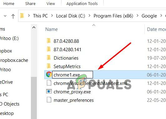rename chrome status_access_violation error