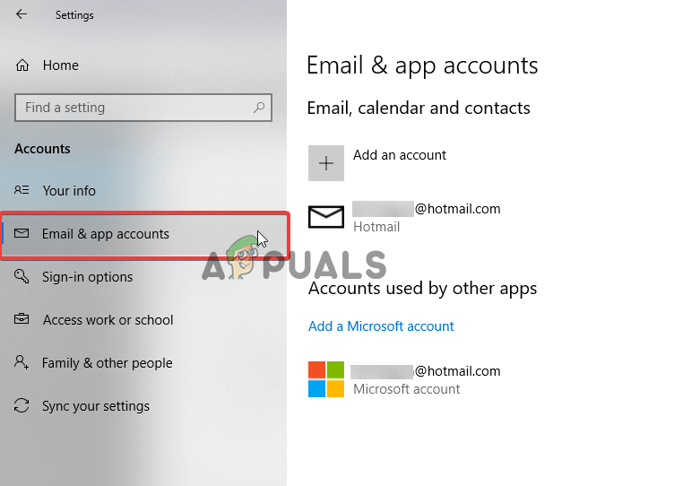 Choose choose Email & app accounts