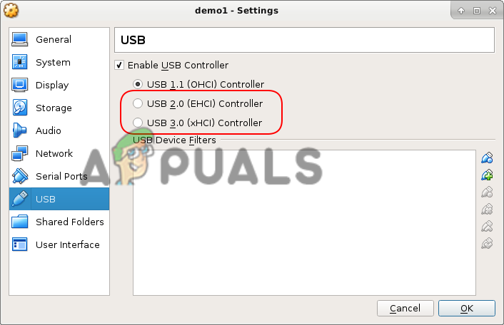failed to attach USB device to the VirtualBox machine