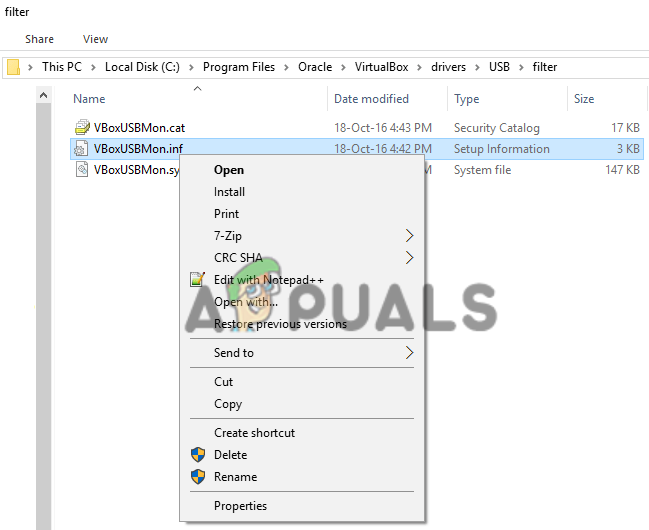 failed to attach USB device to the VirtualBox machine