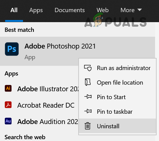 Uninstall Adobe Photoshop