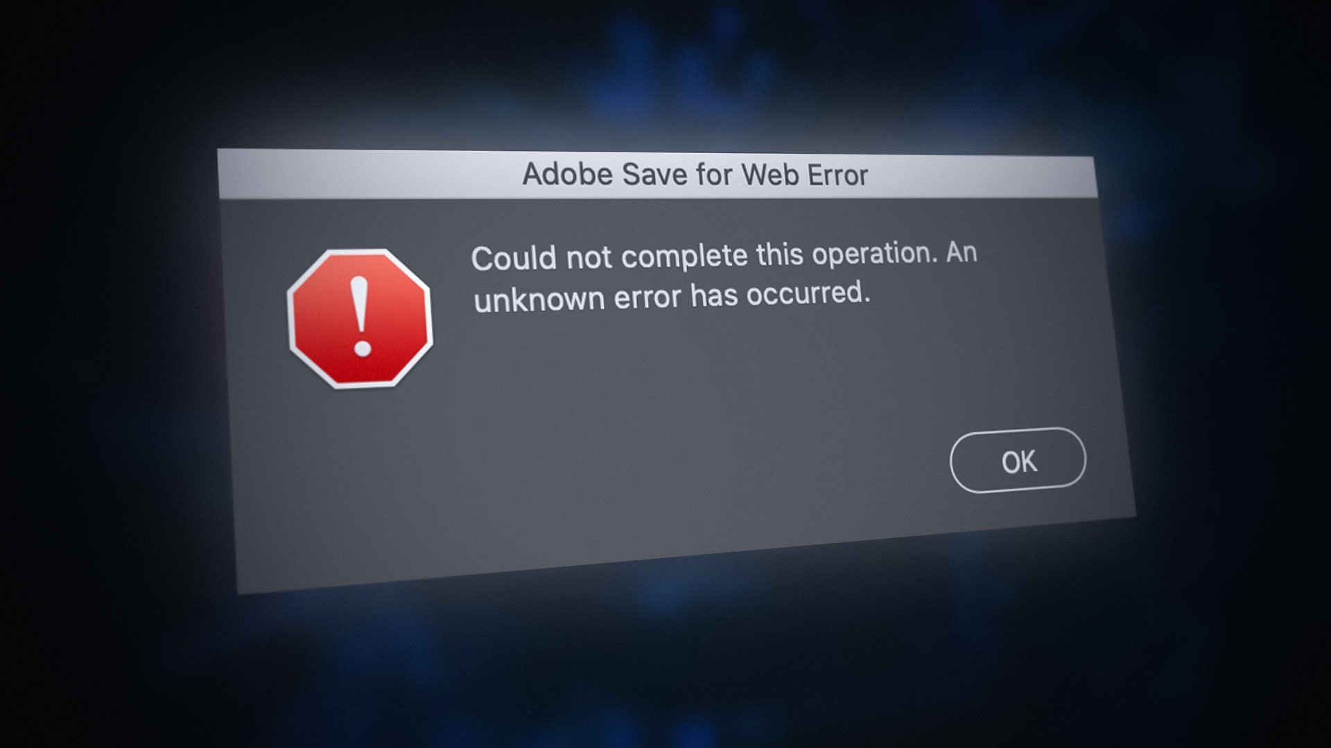 Adobe Save for Web Error