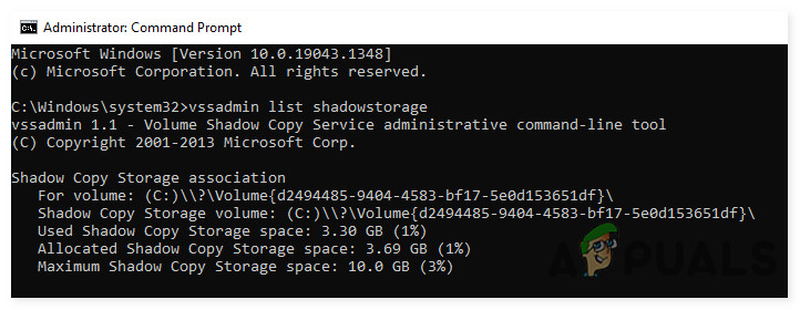 VSS error 0x8004231f
