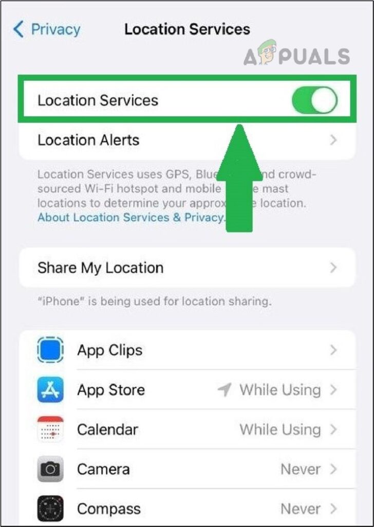 Enable location services