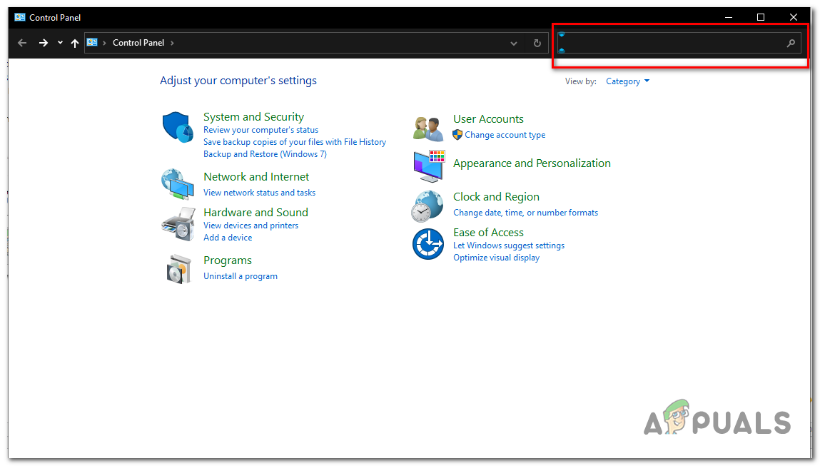 Searching Power Options in control Panel