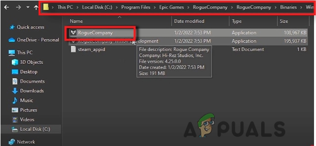 File Location of Rogue Company
