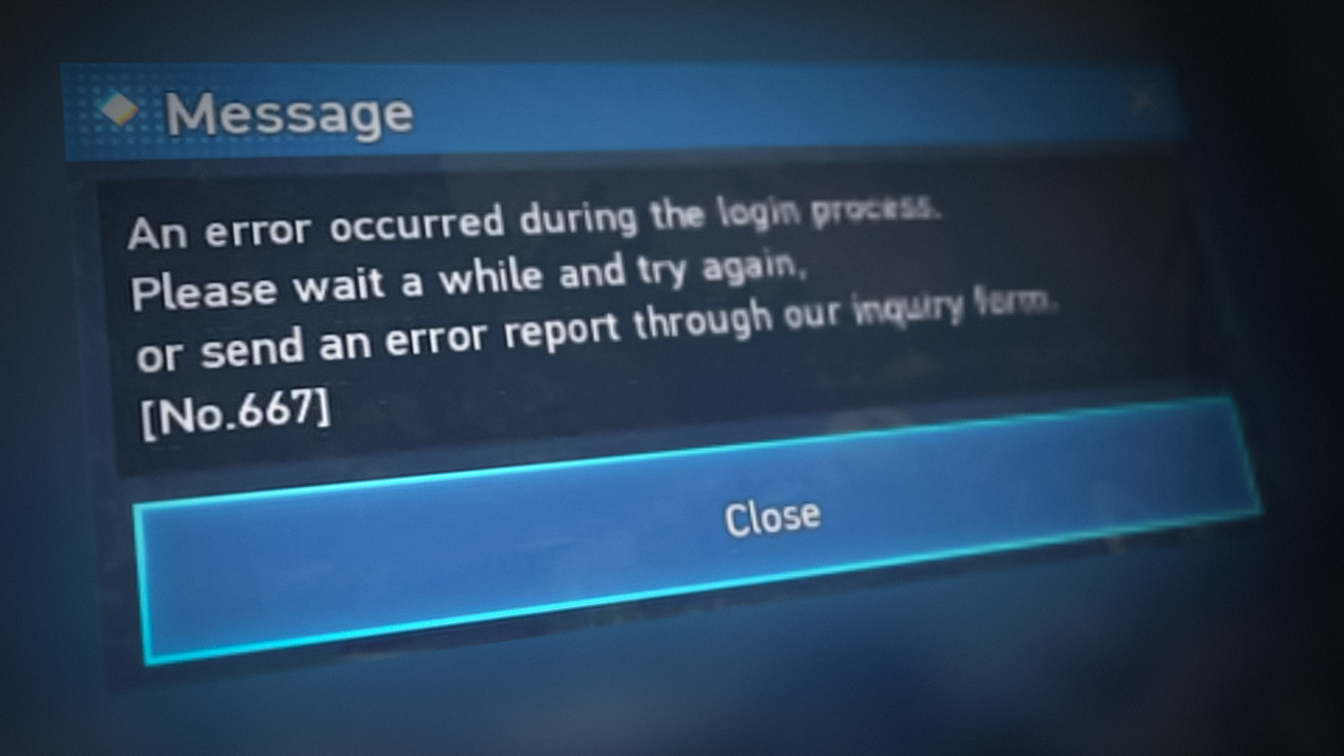 Error Code: 667 in PSO2
