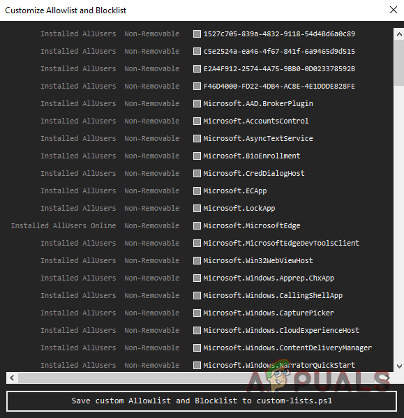 Customise blocklist feature in debloater