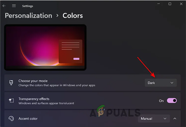 Switching from light to dark theme