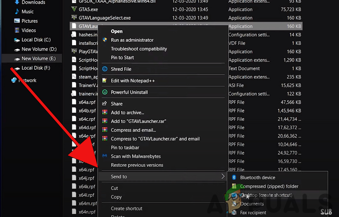 make shortcut to desktop