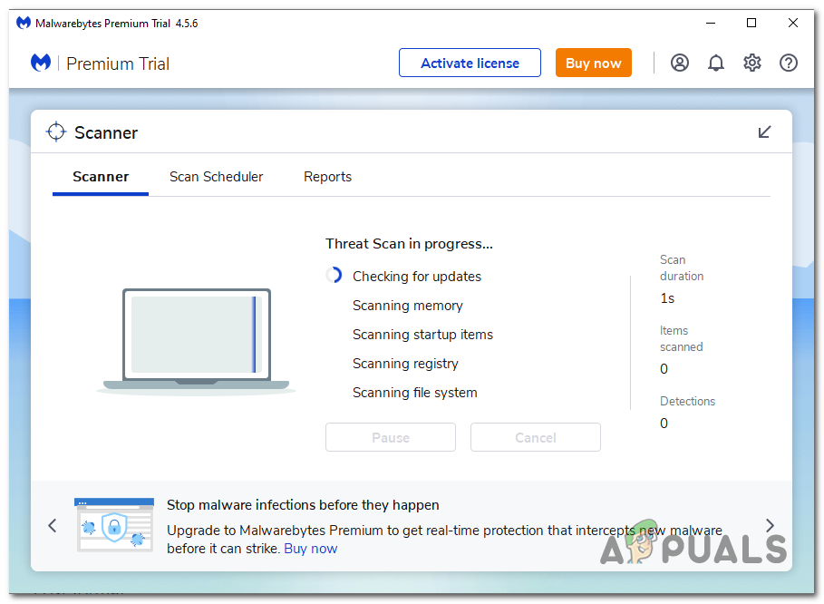 MalwareBytes Interface
