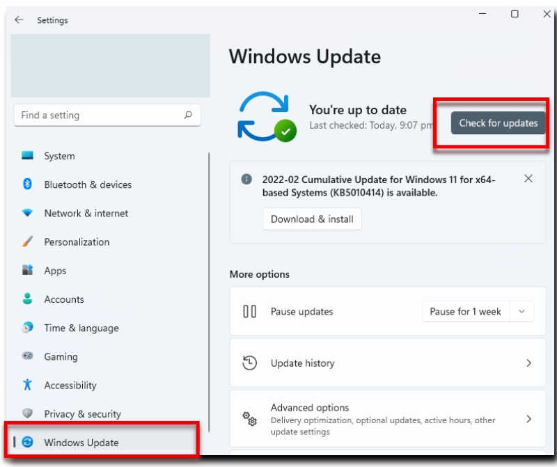 update windows to fix error