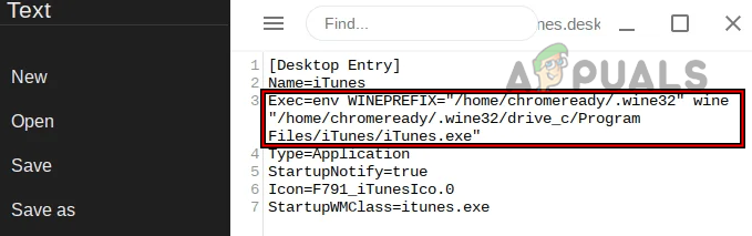 Edit the iTunes.desktop File