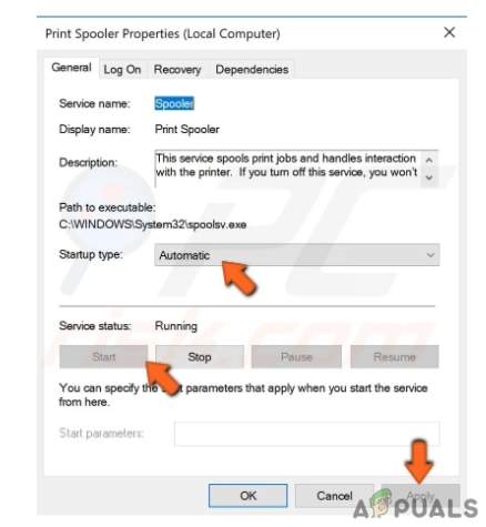 print spooler properties