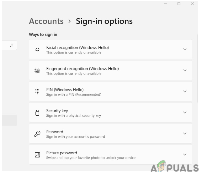 select pin or Windows hello pin