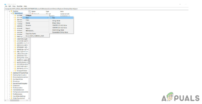 create a new registry key