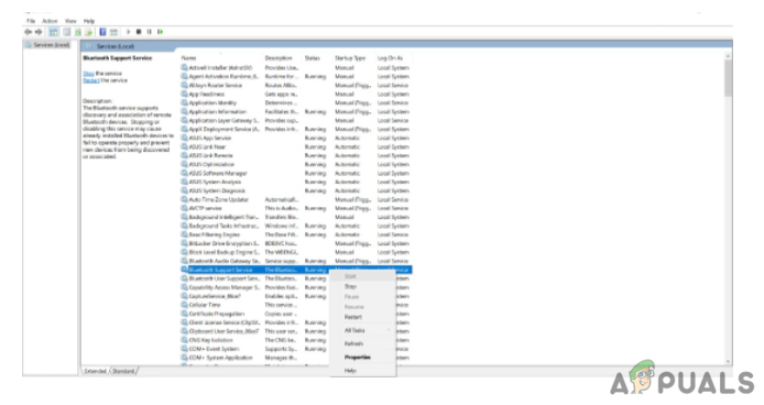 check bluetooth support service