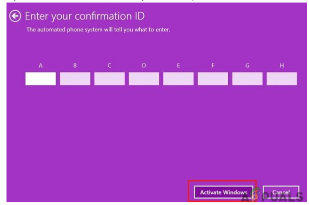 enter confirmation id