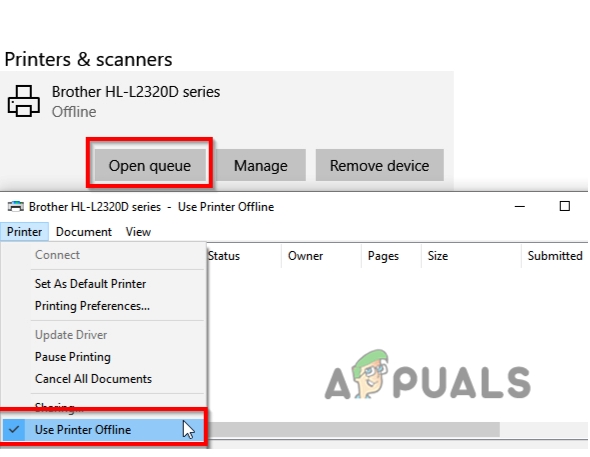 Change the Printer status to Online