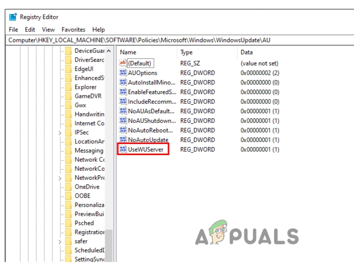 Editing the Specific Registry key