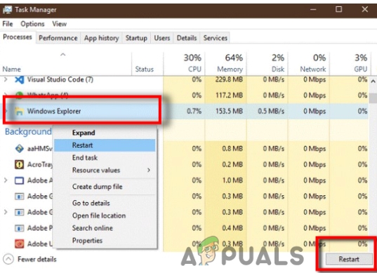 Restart the File Explorer