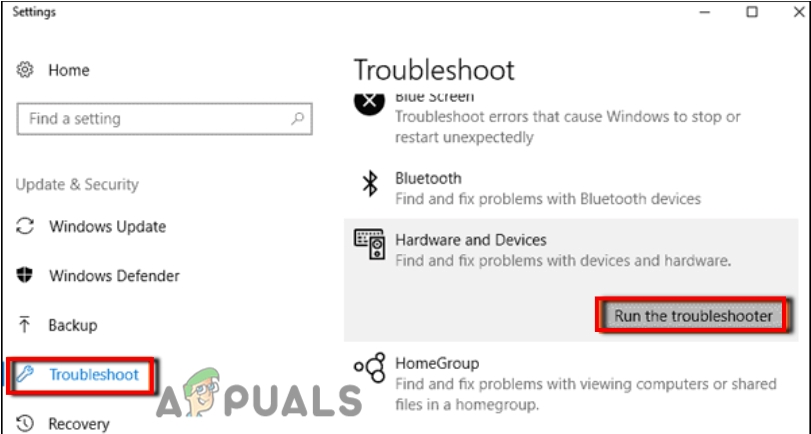 Run Hardware Troubleshooter