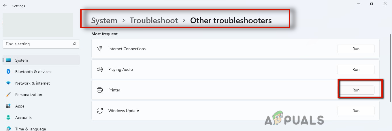 Run Printer Troubleshooter