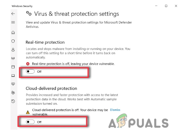 Turning off the Antivirus Software