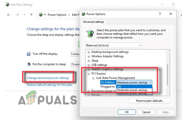 Change the Power Settings