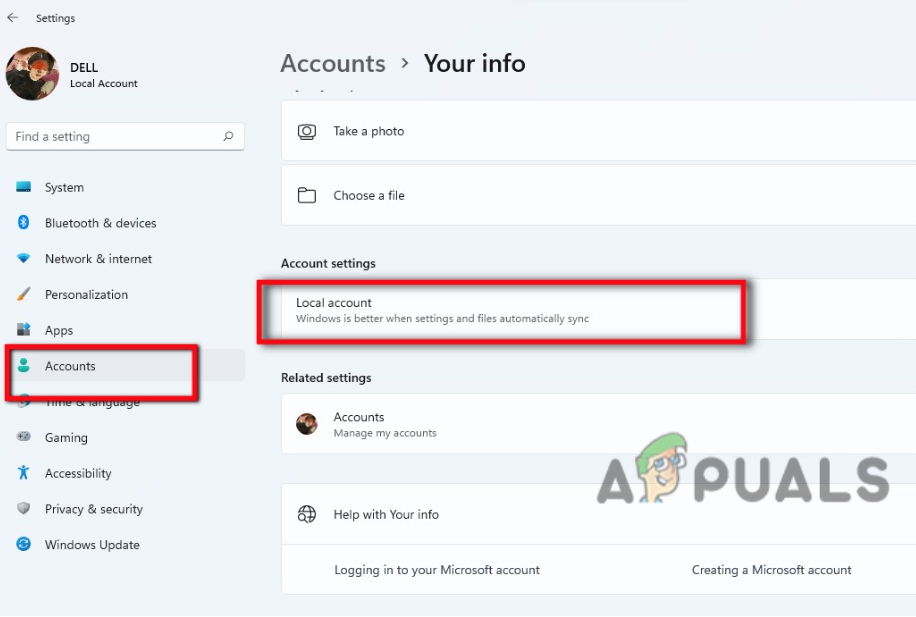 Log In to Local Account