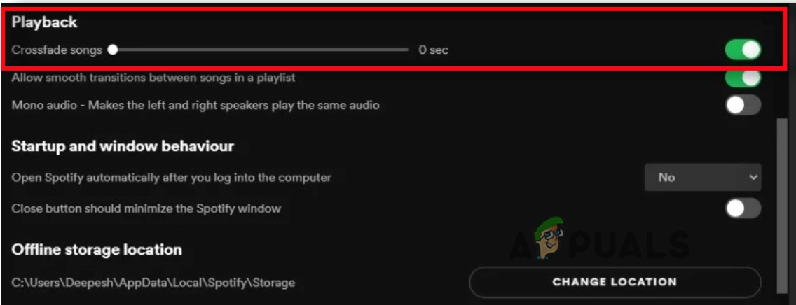 Set Crossfading Value to 0