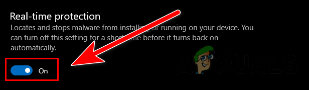 Click to Turn Off Real-Time protection