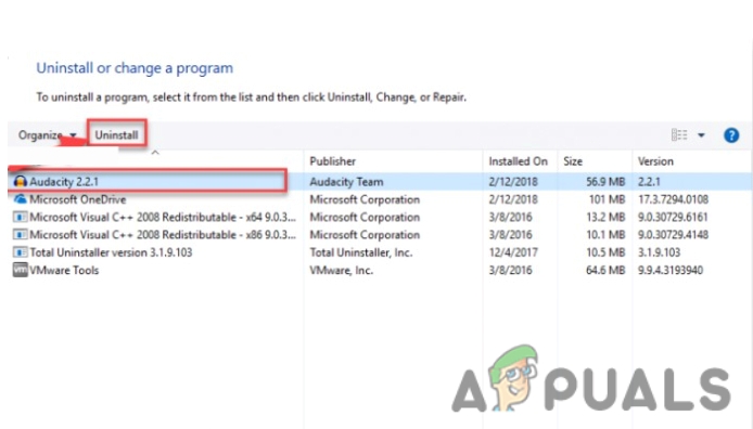 Uninstalling the Audacity Software