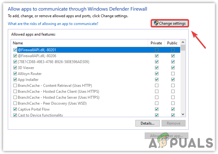 Click Change Settings
