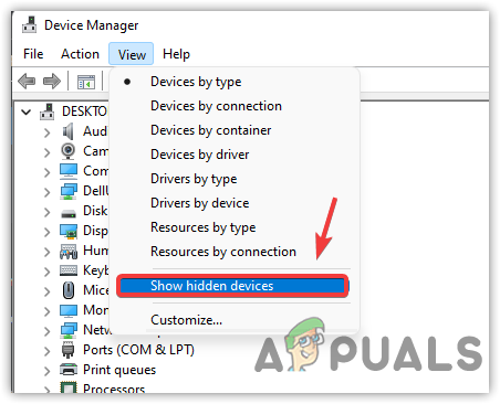 Click Show Hidden Devices