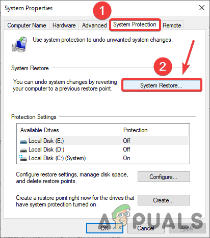 Click System Restore