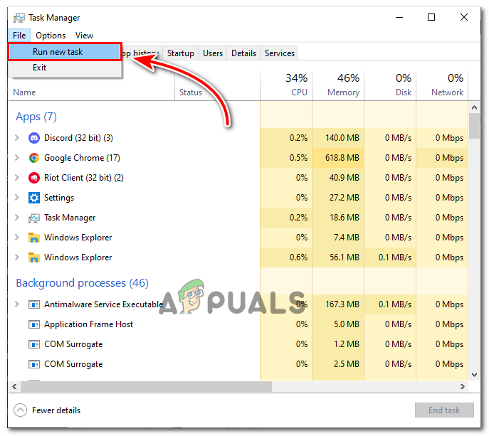 Click on Run new task