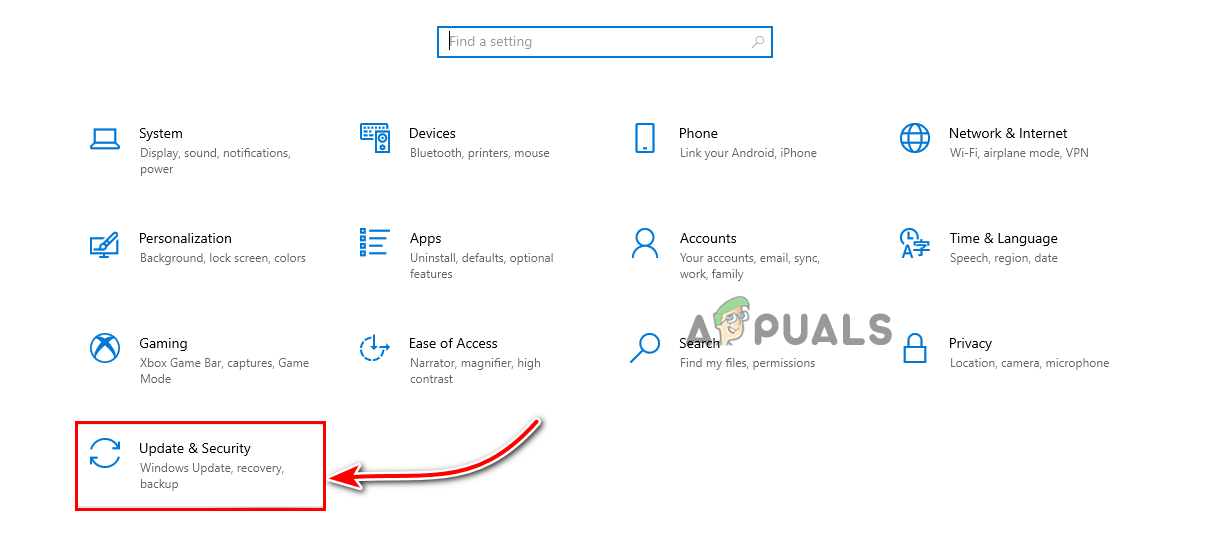 Click on Update and security