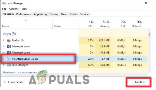 Close MSI Afterburner From Task Manager