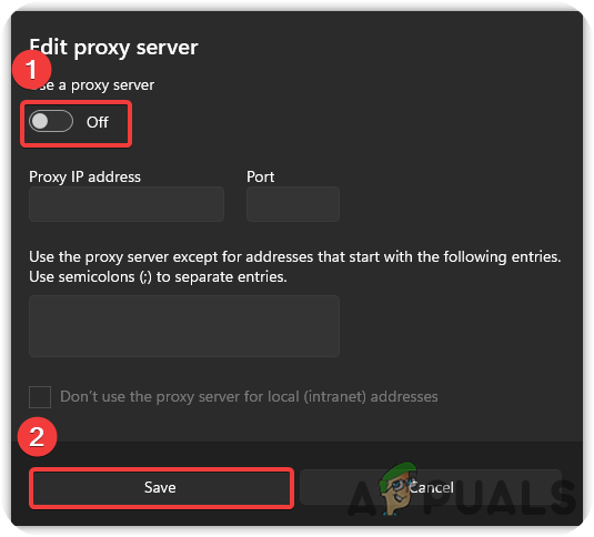 Disable Proxy Server