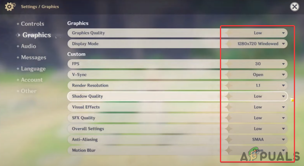 Low Graphics Settings