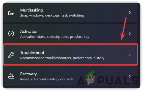 Navigate to Troubleshoot Settings